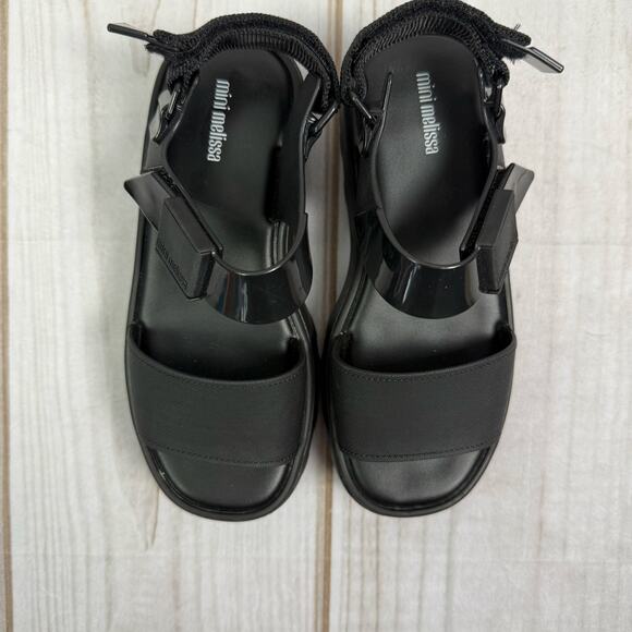 Mini Melissa Black Kick Off Platform Sandals 2Y - Picture 3 of 8